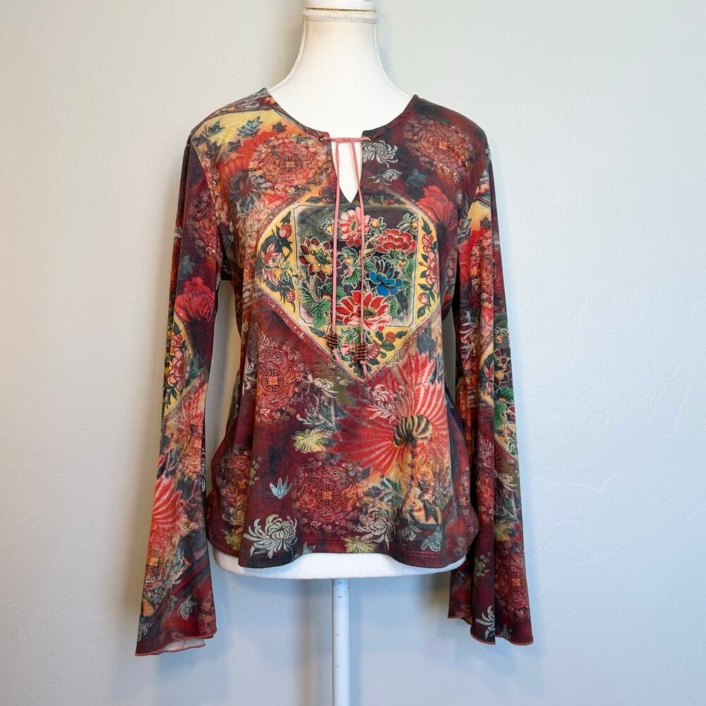 Y2k Vintage Colorful Bell Sleeve Top